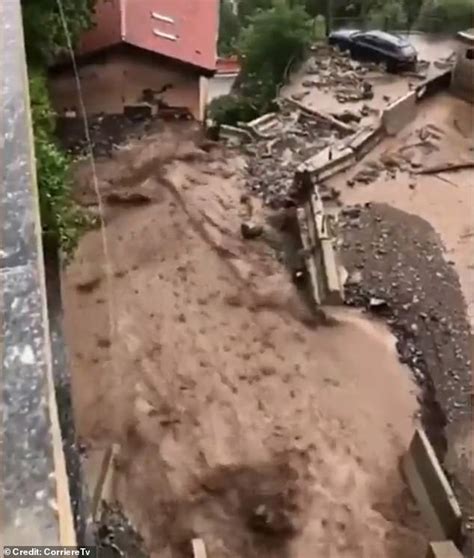 Landslides And Floods Wash Away Roads Overlooking Lake Como In Northern