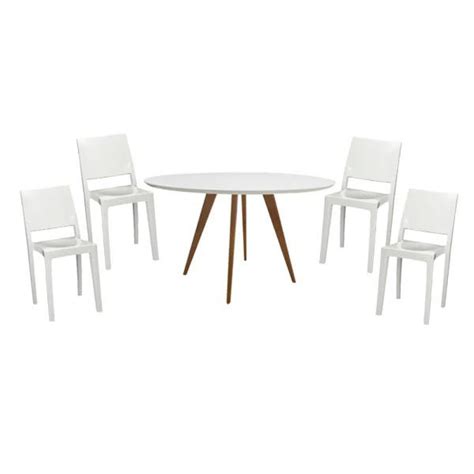 Conjunto Mesa Square Redonda Tampo Branco Fosco Di Metro Cm