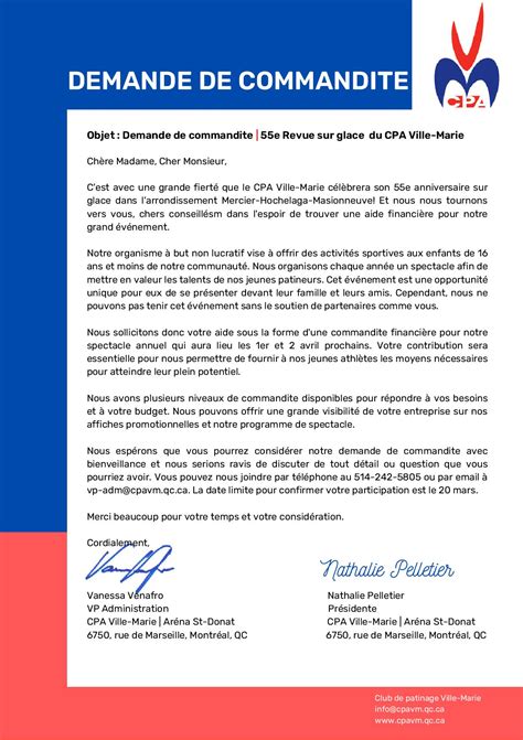 LETTRE D INVITATION À NOUS SOUTENIR CPA Ville Marie