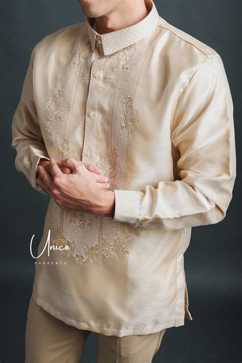 Barong Tagalog For Men Piña Organza With Lining Beige Unico Special