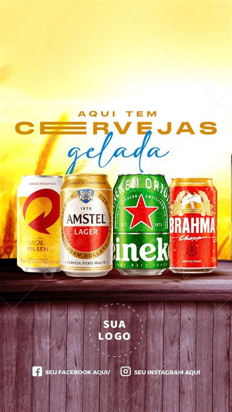 Post Story Distribuidora Aqui Tem Cervejas Bebidas Social Media Psd