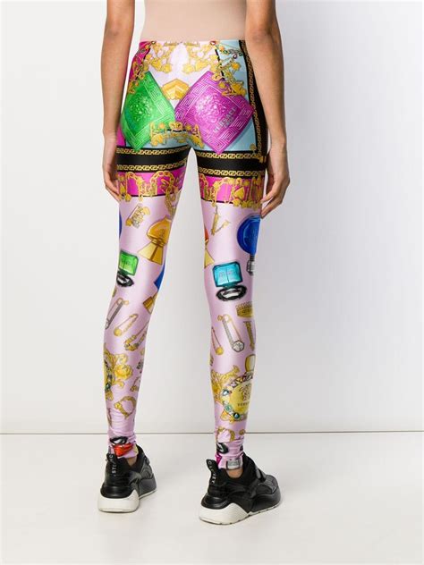 Versace Synthetic All Over Printed Leggings In Pink Lyst