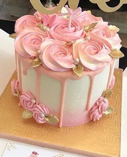 Pink Gold Rosette Cake Creative Birthday Cakes Rosette Cake Cake