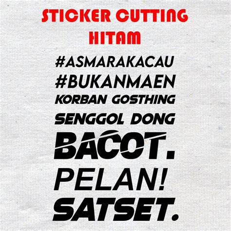 HITAM Sticker Cutting Black Racing Asmara Kacau Not Maen Turban