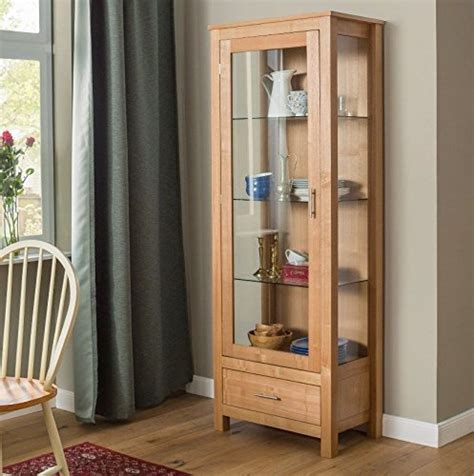 Buy Glass Display Cabinet Solid Wood Furniture Oak Large Cupboard Tall Storage Unit Bookcase