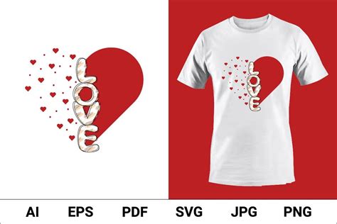 Love With Heart Shape Tshirt Design Graphic By Nisnis · Creative Fabrica