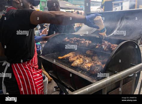 Food Catering Stalls At Notting Hill Carnival In London England Uk