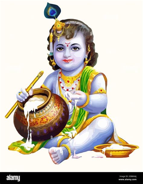 lord krishna kid festival hinduism illustration holy Stock Photo - Alamy