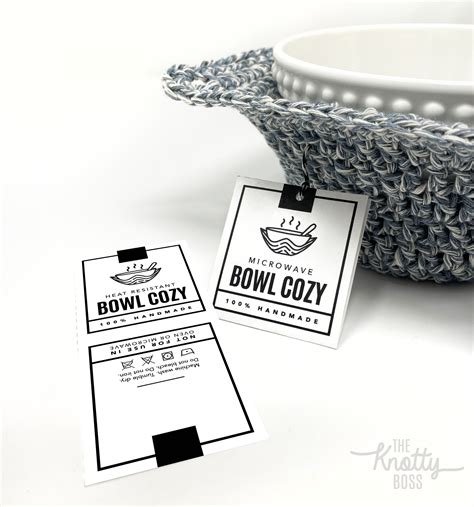 Printable Bowl Cozy Tags Digital Pdf