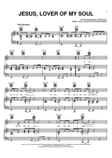 Jesus, Lover Of My Soul" Sheet Music by John Ezzy for Piano/Vocal ...