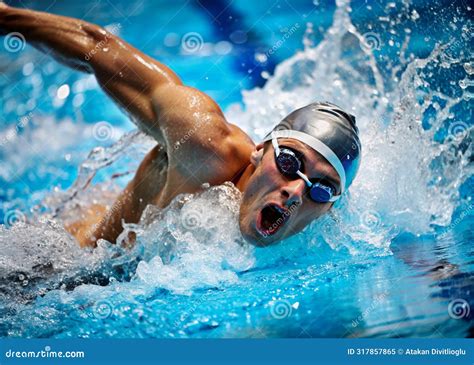 11 05 2024 Istanbul Turkey A Men Swimmer Wearing A Black Swim Cap And