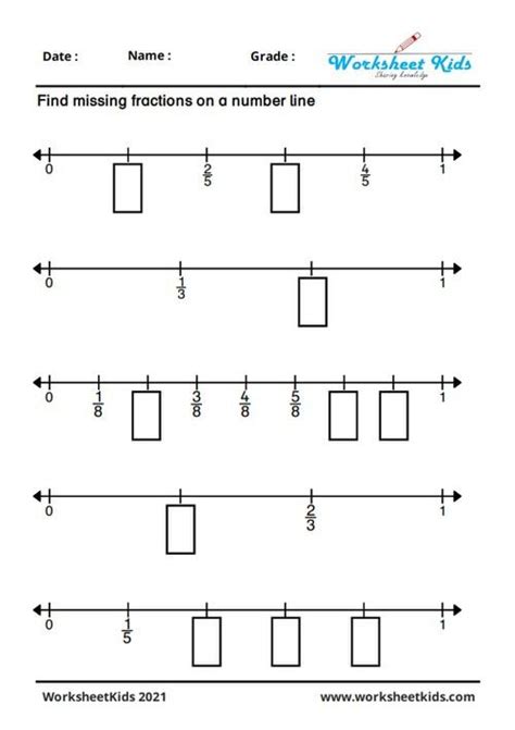 Fractions On A Number Line For Rd Grade Ordering Missing Placing