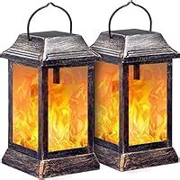 Amazon TomCare Solar Lights Metal Flickering Flame Solar Lantern