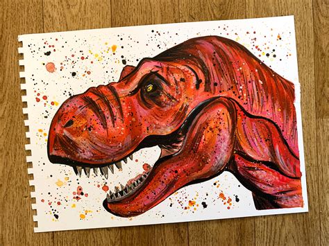 Tubs An Original Acrylic Dinosaur Painting By Emma Lc Etsy