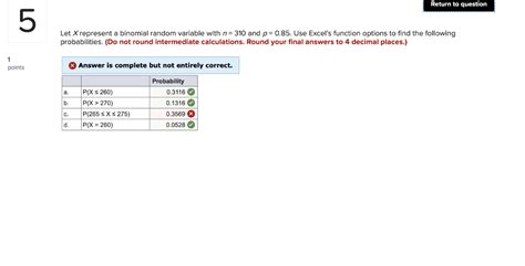 Solved Return To Question Let X Represent A Binomial Random