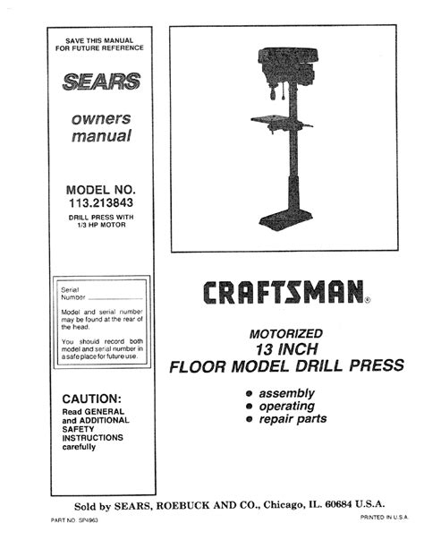 Craftsman 113213843 Owners Manual Pdf Download Manualslib