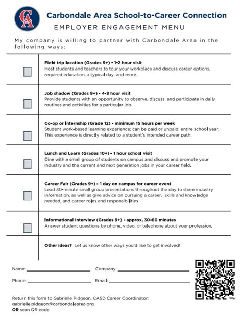 Employer Engagement Form Carbondale Area School District