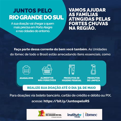 Instituto Yduqs e Ibmec se reúnem no movimento Juntos pelo Rio Grande