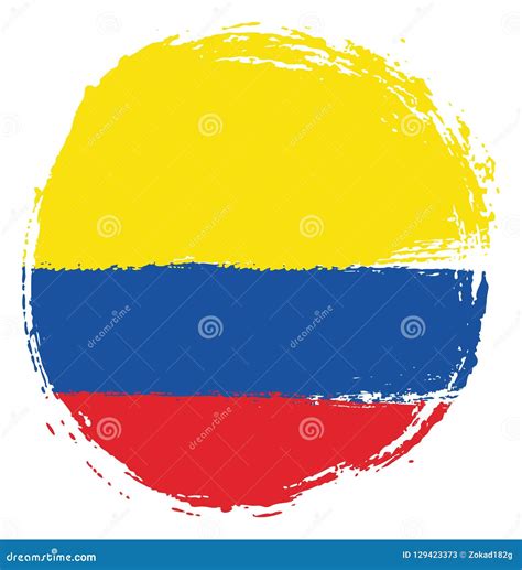 Colombia Circle Flag Vector Hand Painted With Rounded Brush Stock