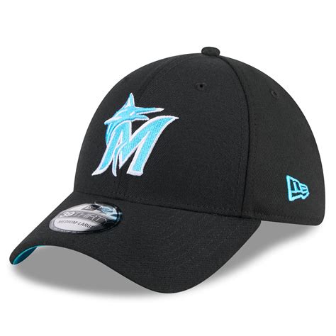 Men's Miami Marlins New Era Black 2024 Father's Day 39THIRTY Flex Hat
