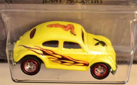 Hot Wheels Compatible Volkswagen Beetle Yellow Custom Made Real Rider Rubber Wheels Playboy