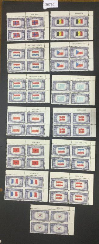 Us Stamps Flags Mint Og Nh Plate Blocks Lot United