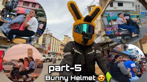 Crazy Reaction On My Bunny Helmet Cover 🐰 Public Reaction Part 5 Bunny Reaction Youtube