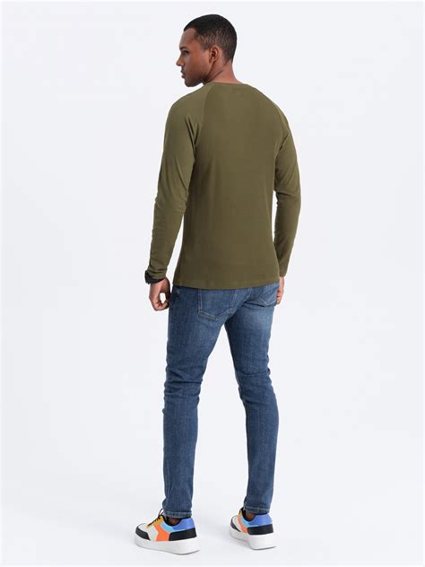 Men S Longsleeve With Waffle Structure Olive V3 OM LSCL 0109