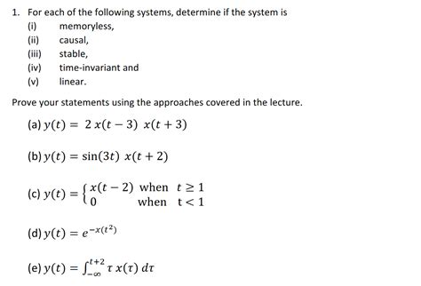 Solved 1 For Each Of The Following Systems Determine I