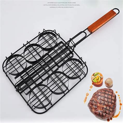 Portable Bbq Grilling Basket Stainless Steel Nonstick Barbecue Grill