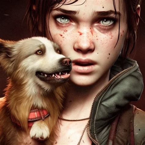 AI Art Generator: Ellie from the last of us with a dog