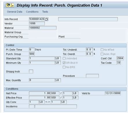 Sap Info Record Costing Variants Erpcorp Sap Fico Blog