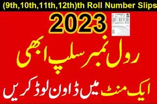 10th Class Roll Number Slip 2023 AJK BISE Mirpur Board SSC Class Roll