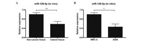 Mirna‑129‑5p Suppresses Cell Proliferation And Invasion In Lung Cancer