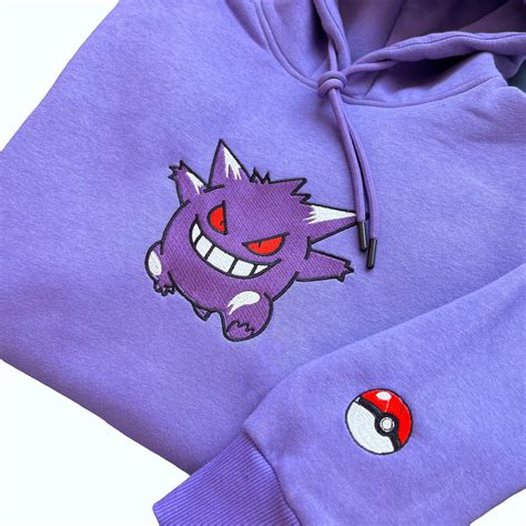 Pokemon Gengar Embroidered Hoodie Pokemon Gengar Embroidered Etsy