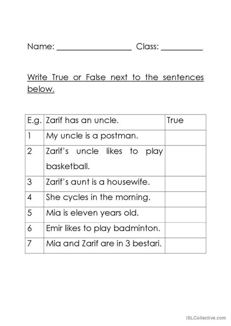 True Or False English Esl Worksheets Pdf Doc