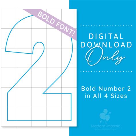 Bold Number 2 - Digital Mosaic Template | Templates, Mosaic, Lettering