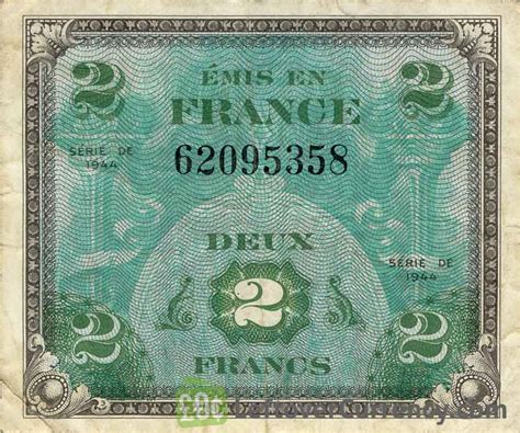 2 French Francs Allied Military Currency 1944 Exchange Yours