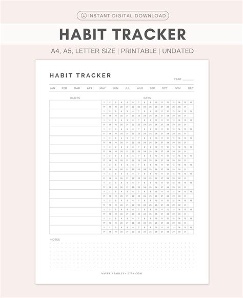 Monthly Habit Tracker Printable Planner Printable Motivation Tracker