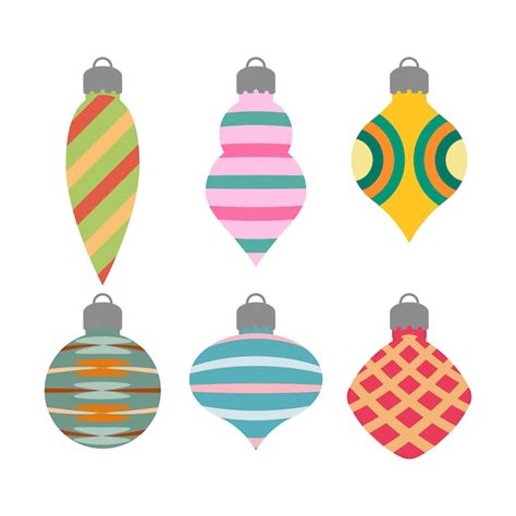 Premium Vector | Collection of simple christmas ornaments of different shapes