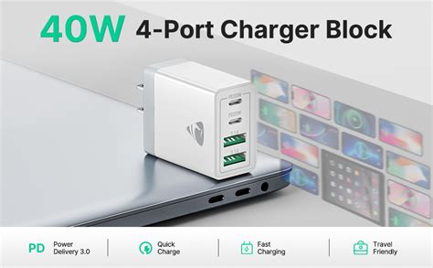 Aioneus 40W 4 Port Fast Charging Block PD QC Wall Plug