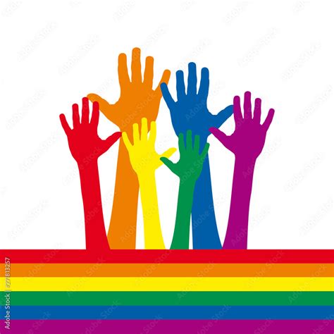 Vector Sign Hands With Rainbow Gay Pride Parade Concept Stock Vector