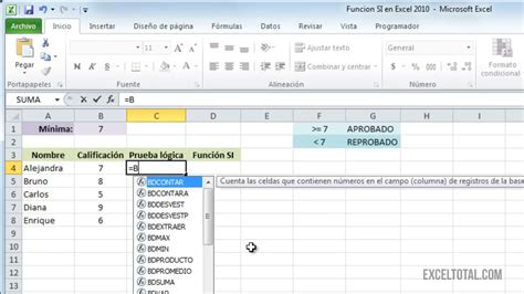 La función SI en Excel YouTube