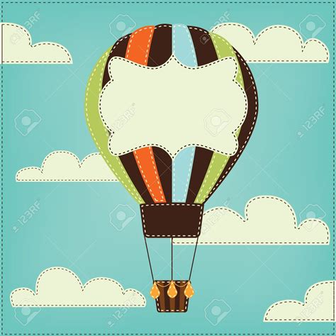 Vintage Or Retro Hot Air Balloon In Sky With Clouds And Text Ice