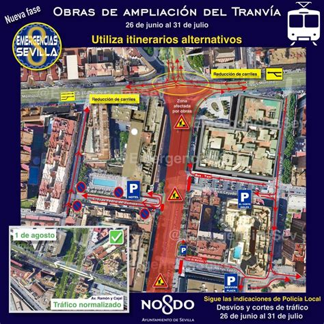 Nuevos cortes de tráfico en Sevilla por la continuación de las obras