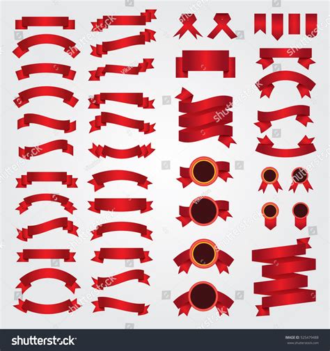 Ribbons And Bows Set Of Red Vector Ribbons Vector Illustration