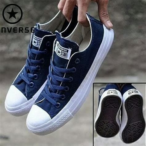 Jual Sepatu Converse All Star Ct Low Navy Blue Pendek Free Box Di Lapak