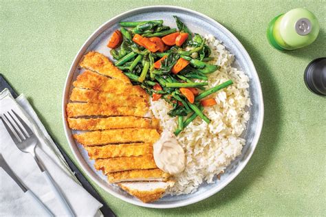 Asian Chicken Schnitzels And Garlic Rice Recipe Hellofresh