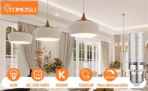 Tomosu Lampadine LED E27 Luce Naturale 4000K 1600LM 16W Lampade LED