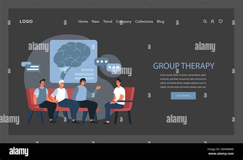 Psychotherapy Web Banner Or Landing Page Dark Or Night Mode